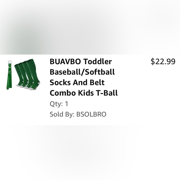 Youth/Toddler Baseball Socks & Belt, Kelly Green, EUC - Picture 3 of 3
